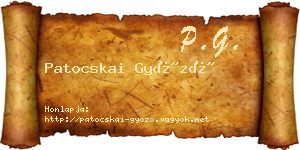 Patocskai Győző névjegykártya